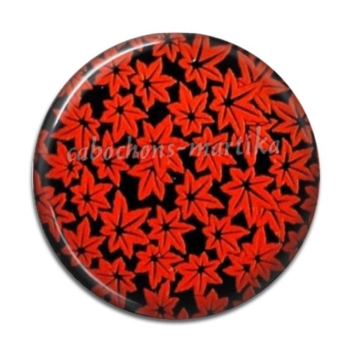 Cabochon feuille rouge et noir résine 20 mm