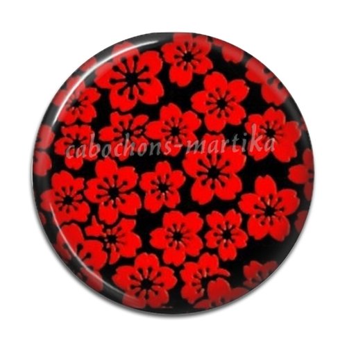 Cabochon fleur rouge résine 25 mm