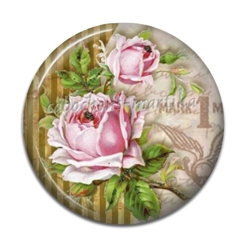 Cabochon fleur rose résine 25 mm