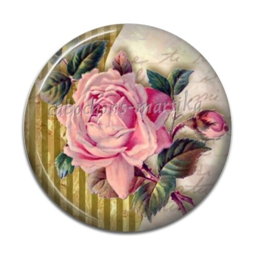 Cabochon fleur rose résine 25 mm