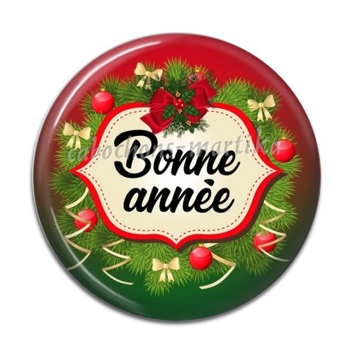 Cabochon bonne année, résine ou verre, plusieurs tailles