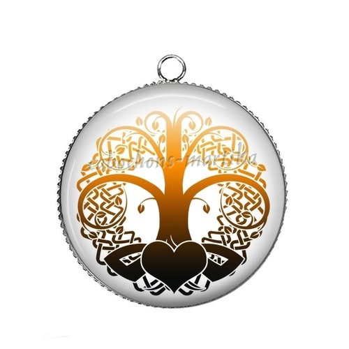 Pendentif cabochon arbre de vie, résine 25 mm