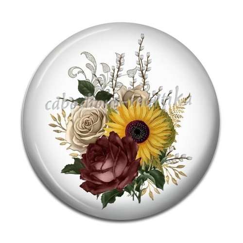 Cabochon fleur les roses, verre ou résine, plusieurs tailles