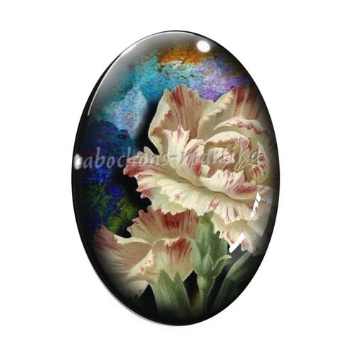 Cabochon verre ovale - fleur