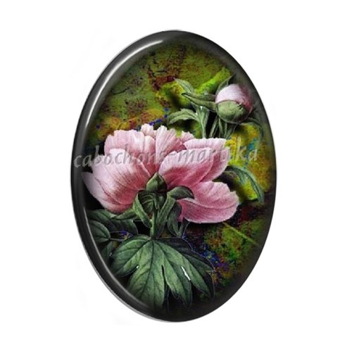 Cabochon fleur ovale résine de 25 x 18 mm