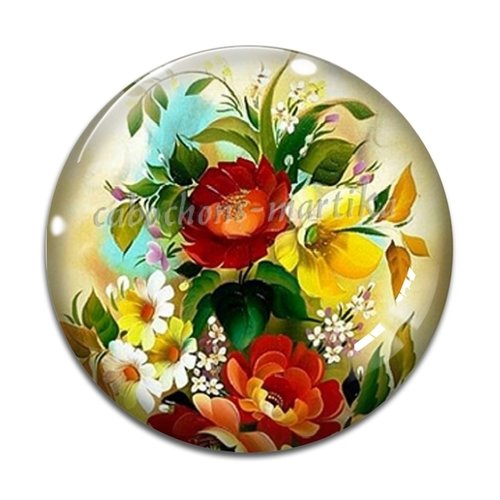 Cabochon fleur, verre ou résine, plusieurs tailles