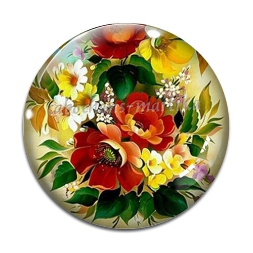 Cabochon fleur, verre ou résine, plusieurs tailles