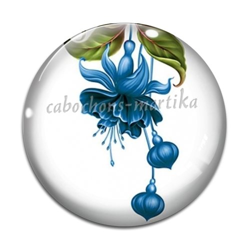 Cabochon fleur bleu, verre ou résine, plusieurs tailles