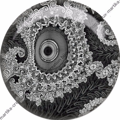 Cabochon spirale noire et grise résine 25 mm