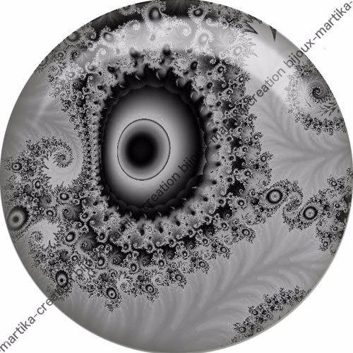 Cabochon spirale noire et grise résine 25 mm