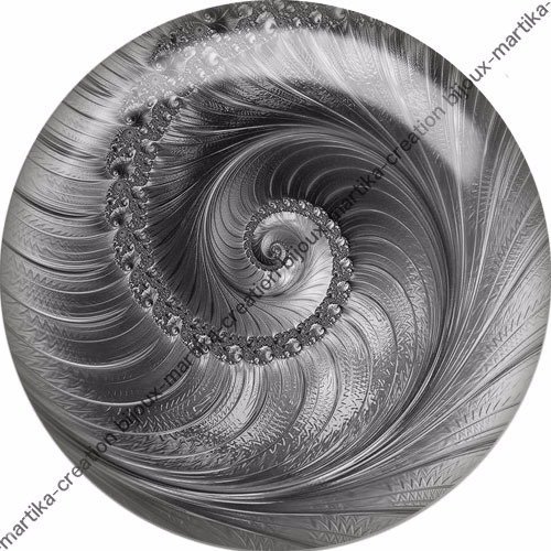 Cabochon spirale résine 25 mm fond gris