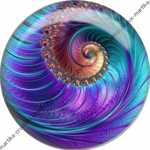 Cabochon spirale multicolore résine 25 mm