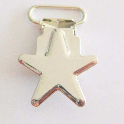 Pince clip tétine en métal forme étoile argenté
