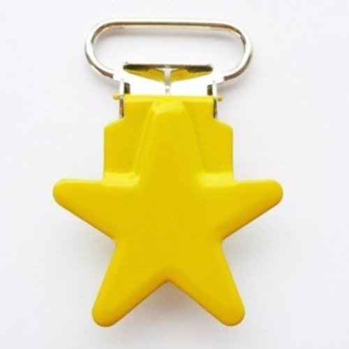 Pince clip tétine en métal forme étoile jaune