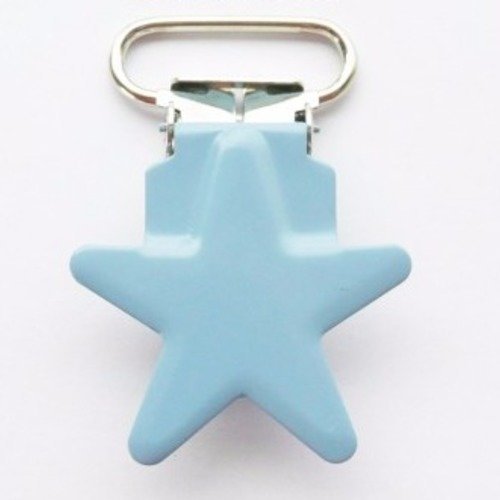 Pince clip tétine en métal forme étoile bleu clair