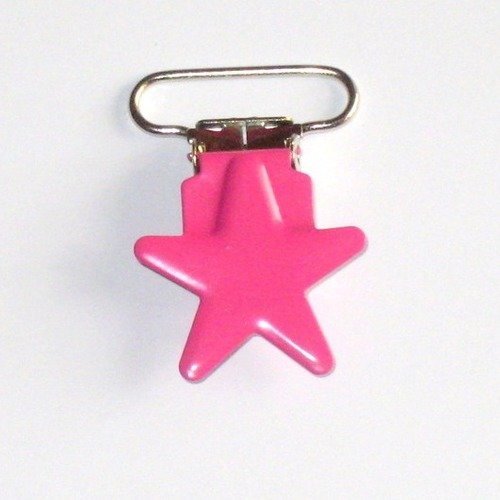 Pince clip tétine en métal forme étoile rose fuschia