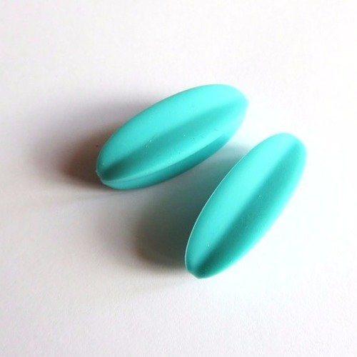 Perle silicone ovale striée turquoise