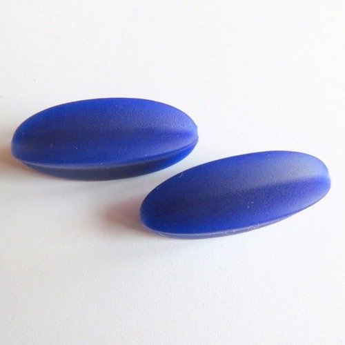 Perle silicone ovale striée bleue nuit