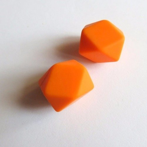Perle silicone hexagonale orange 15 mm