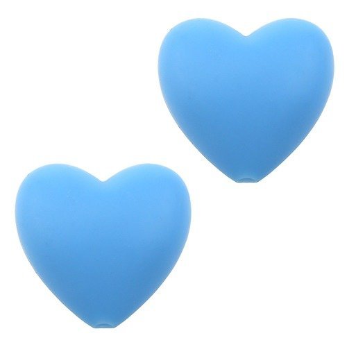 Perle silicone cœur bleu 20 x 20 x 12 mm