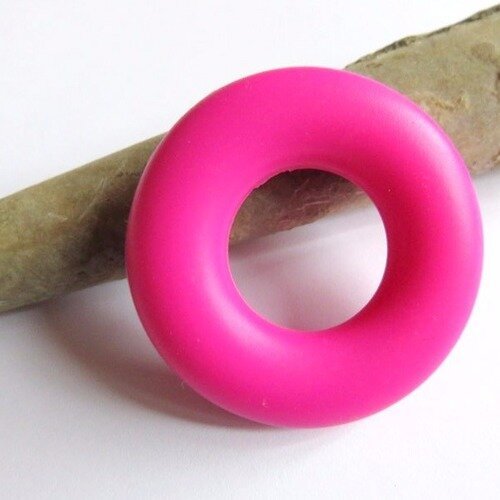 Anneau dentition en silicone fuchsia  43 mm pour création attache tétine hochet.. 