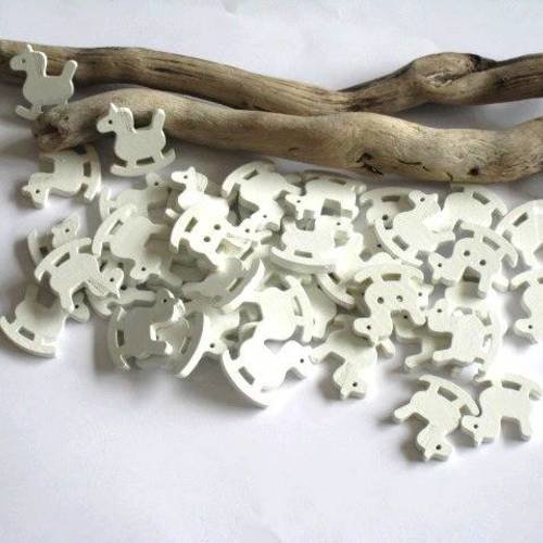 40 perles en bois cheval à bascule blanc pour enfant 