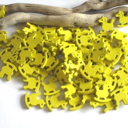 45 perles en bois cheval à bascule jaune pour enfant 