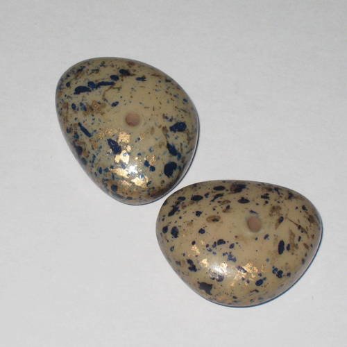Perle galet acrylique marron mouchetée 30x22mm 