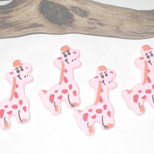7 perles girafe en bois rose pour enfant 