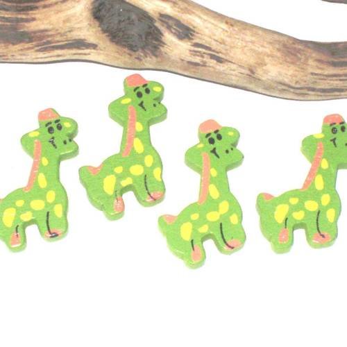 8 perles girafe en bois verte  pour enfant 