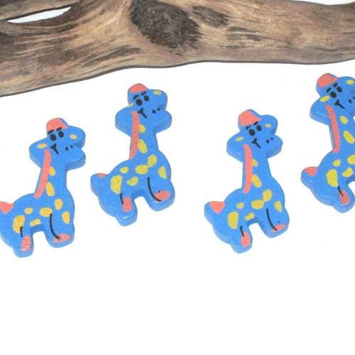 8 perles girafe en bois bleue  pour enfant 