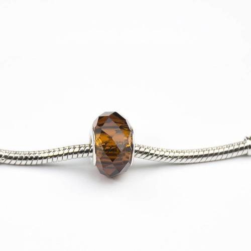 Perle européenne en verre marron et argent 925 style pandora