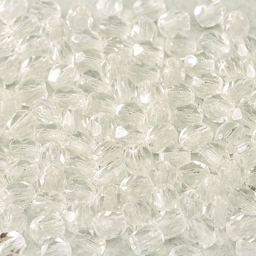 Lot 50 perles de facettes verre de boheme 4mm coloris crystal 00030  - transparent