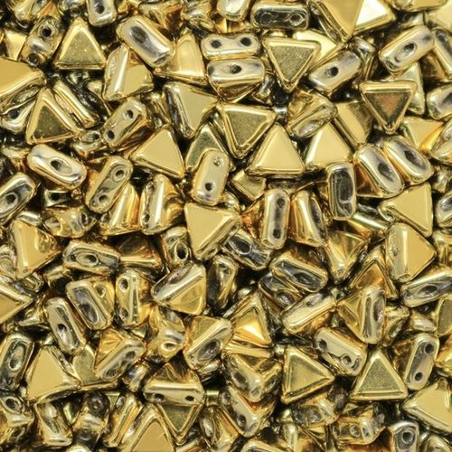 10gr kheops® par puca® 6mm perles en verre triangle coloris crystal amber full 00030/26440 - or - dore - full dorado