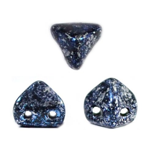 10gr perles super-kheops® par puca® 6x6mm coloris tweedy blue 23980/45706 - bleu - argent