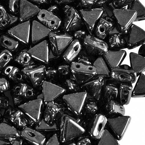 10gr kheops® par puca® 6mm perles en verre triangle coloris jet hematite 23980/14400 - noir / argent