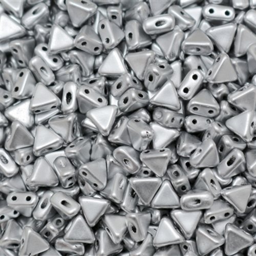 10gr kheops® par puca® 6mm perles en verre triangle coloris silver aluminium mat 00030/01700 - argent mat