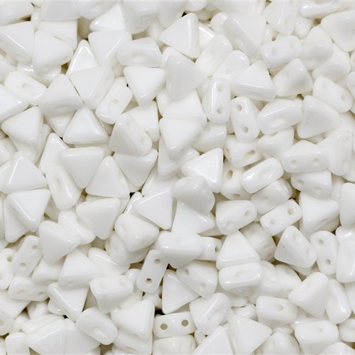 10gr kheops® par puca® 6mm perles en verre triangle coloris opaque white 03000 - blanc - chalkwhite