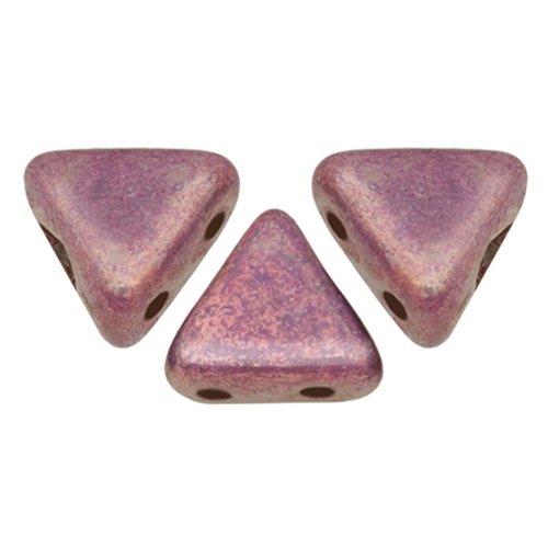 10gr kheops® par puca® 6mm perles en verre triangle coloris opaque amethyst / gold ceramic look 03000/15726 - violet - luster