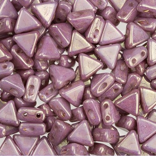 10gr kheops® par puca® 6mm perles en verre triangle coloris opaque violet / gold ceramic look 03000/14496 - violet / or - luster