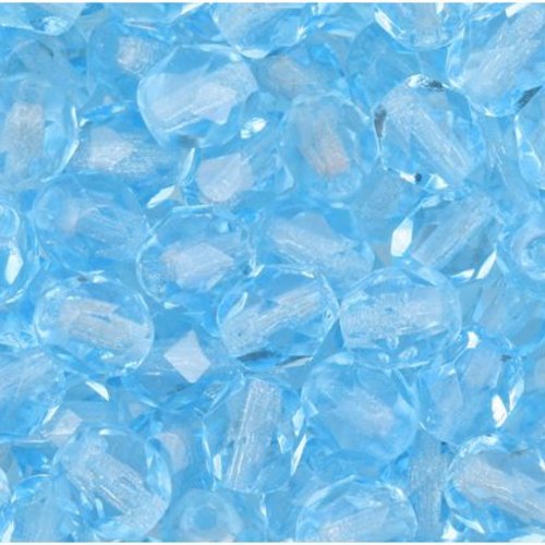 Lot 50 perles de facettes verre de boheme 4mm coloris aquamarine 60020 - bleu