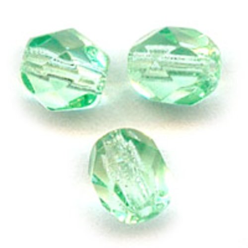 Lot 50 perles de facettes verre de boheme 4mm coloris chrysolite 50800 - vert