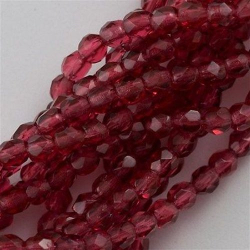 Lot 50 perles de facettes verre de boheme 4mm coloris coral 70010 - rouge