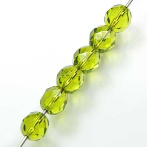 Lot 50 perles de facettes verre de boheme 4mm coloris olivine medium 50240 - vert - olive