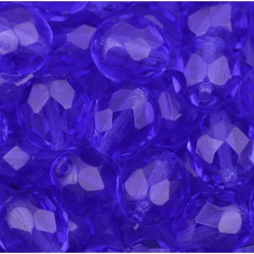 Lot 50 perles de facettes verre de boheme 4mm coloris sapphire 30060 - bleu