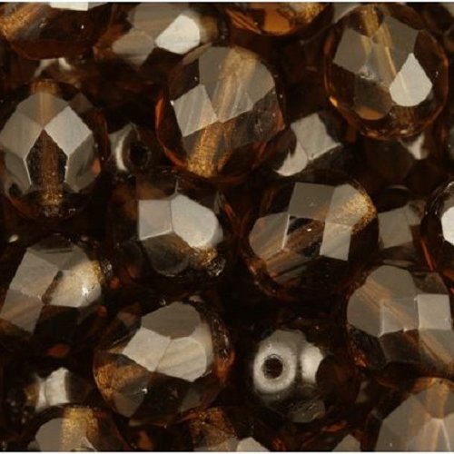 Lot 50 perles de facettes verre de boheme 4mm coloris smoked topaz 10120 - marron