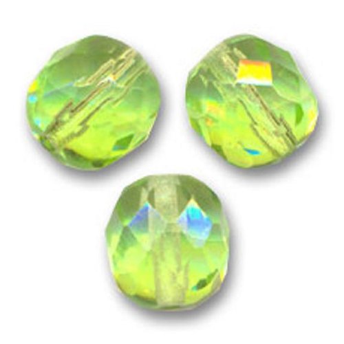 Lot 50 perles de facettes verre de boheme 4mm coloris yellow peridot 50400 - jaune / vert
