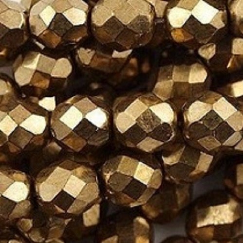 Lot 50 perles de facettes verre de boheme 4mm coloris gold bronze 23980/90215 - dore - or
