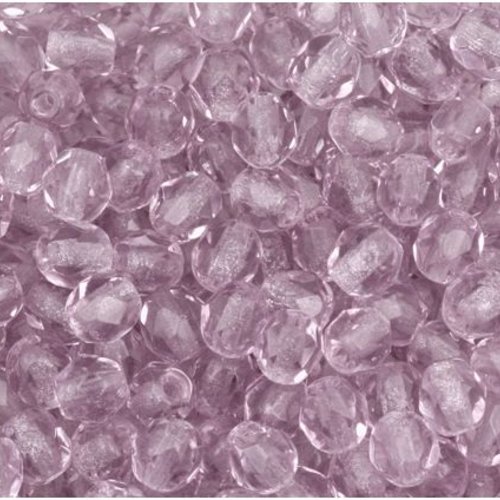 Lot 50 perles de facettes verre de boheme 4mm coloris light amethyst 20020 - violet