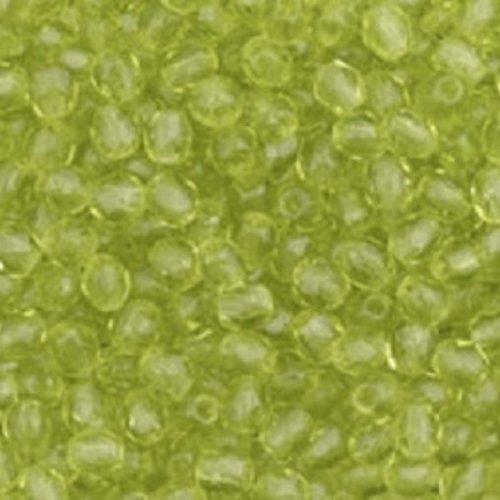 Lot 50 perles de facettes verre de boheme 4mm coloris light olivine 50210 - vert - olive